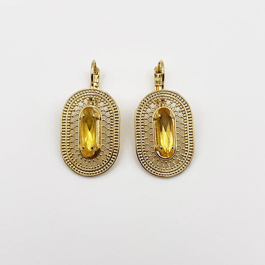 Boucles d'oreilles dormeuses NOOR Cristaux jaune