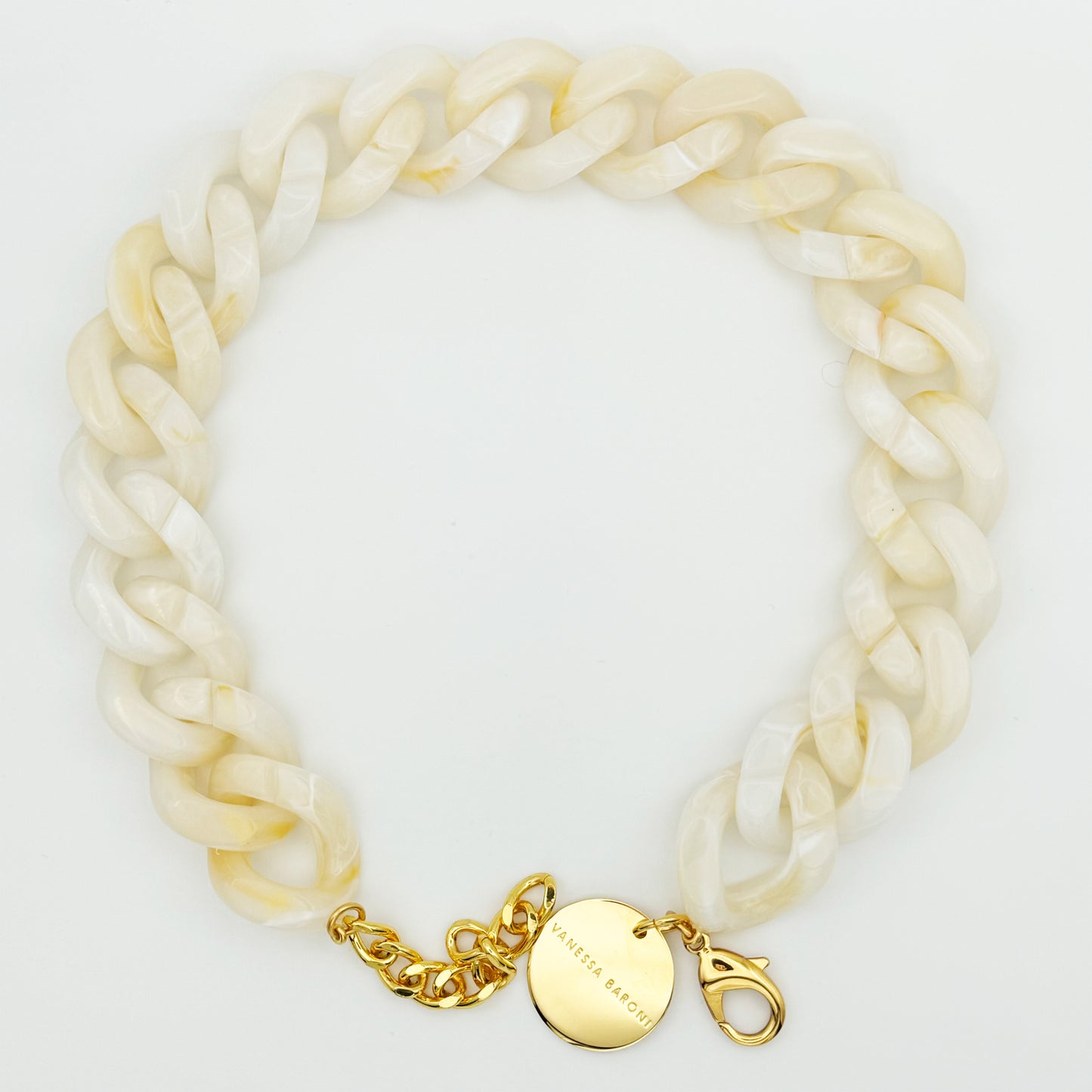 Collier Flat Chain Pearl Marble