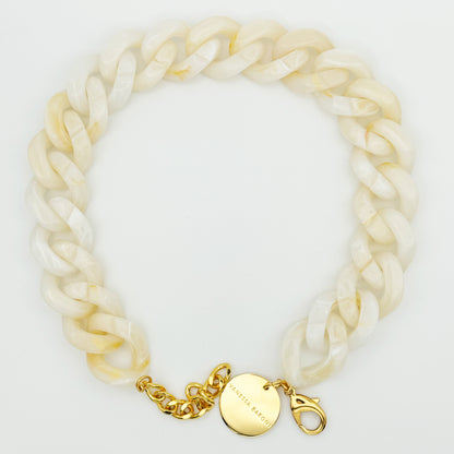 Collier Flat Chain Pearl Marble