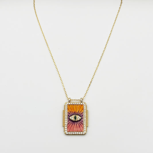 Collier Pink Rainbow Eye Boheme