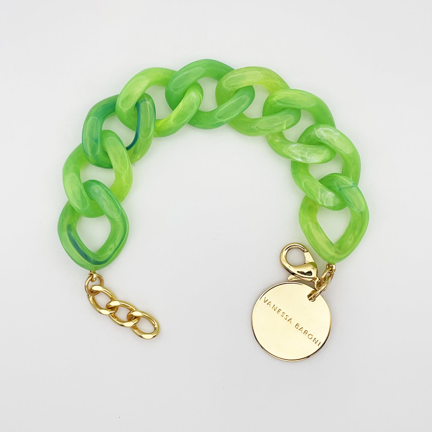 Flat Chain Bracelet Neon Green Marble