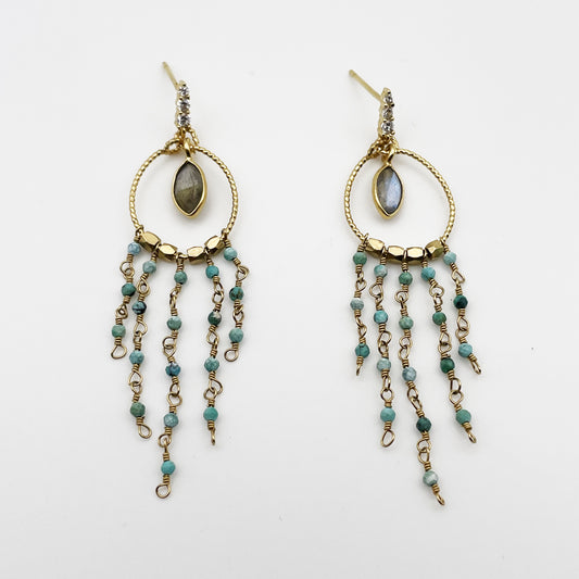 Boucles d'oreilles Gypsie Turquoise Labradorite