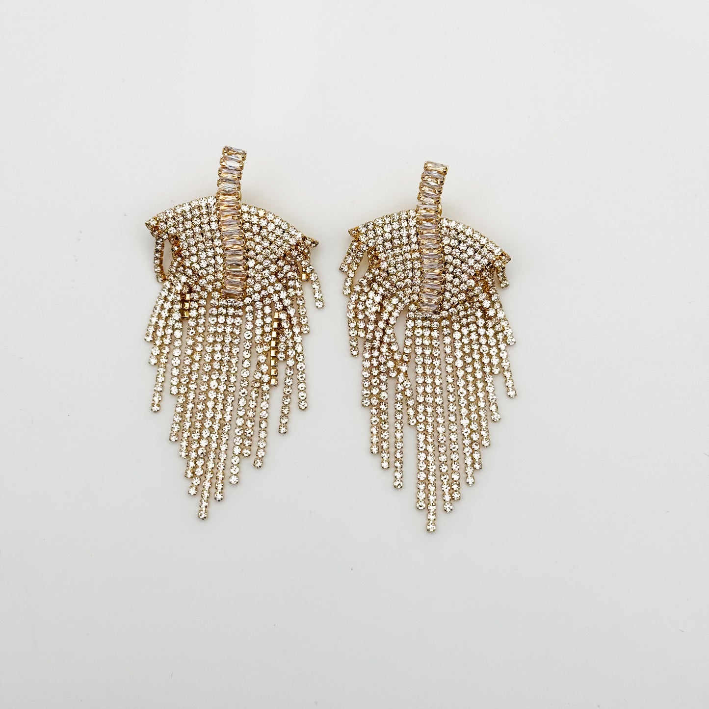 Boucles d'Oreilles Phoebe Doré Strass Blanc