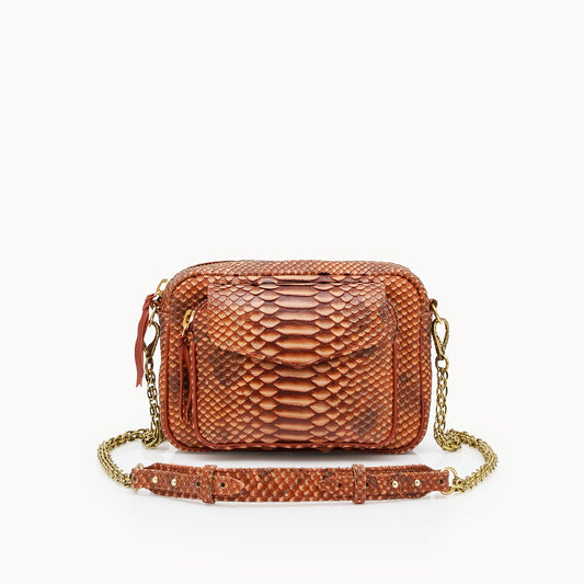 Sac Charly Python Cuivre Lave