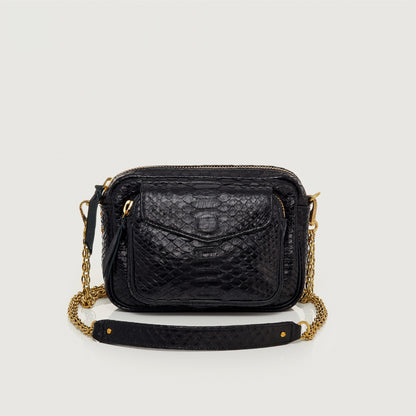 Sac Charly Python Noir chaîne en Or