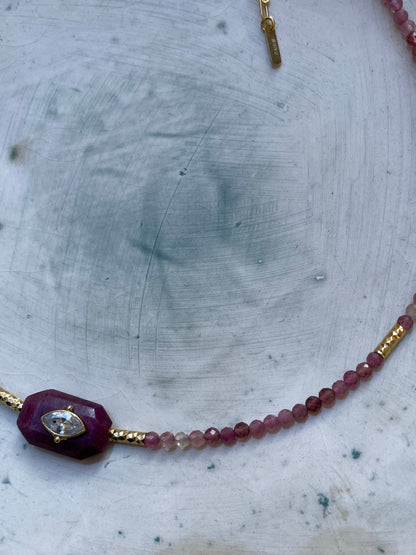 Collier Ras du Cou Inside Tourmaline Rose - Rubis